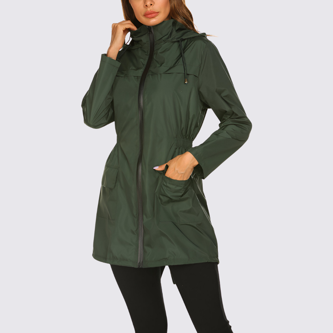 Damen Jacke mit Kapuze – Reißverschluss Jacke – Lang Geschnitten