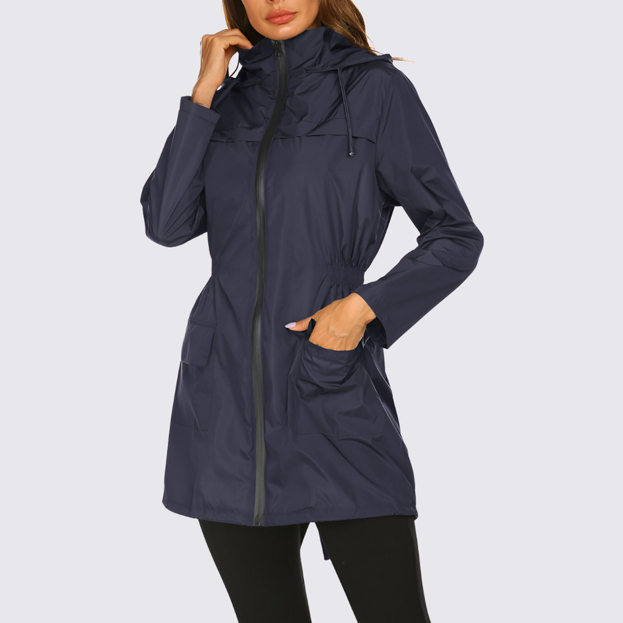 Damen Jacke mit Kapuze – Reißverschluss Jacke – Lang Geschnitten