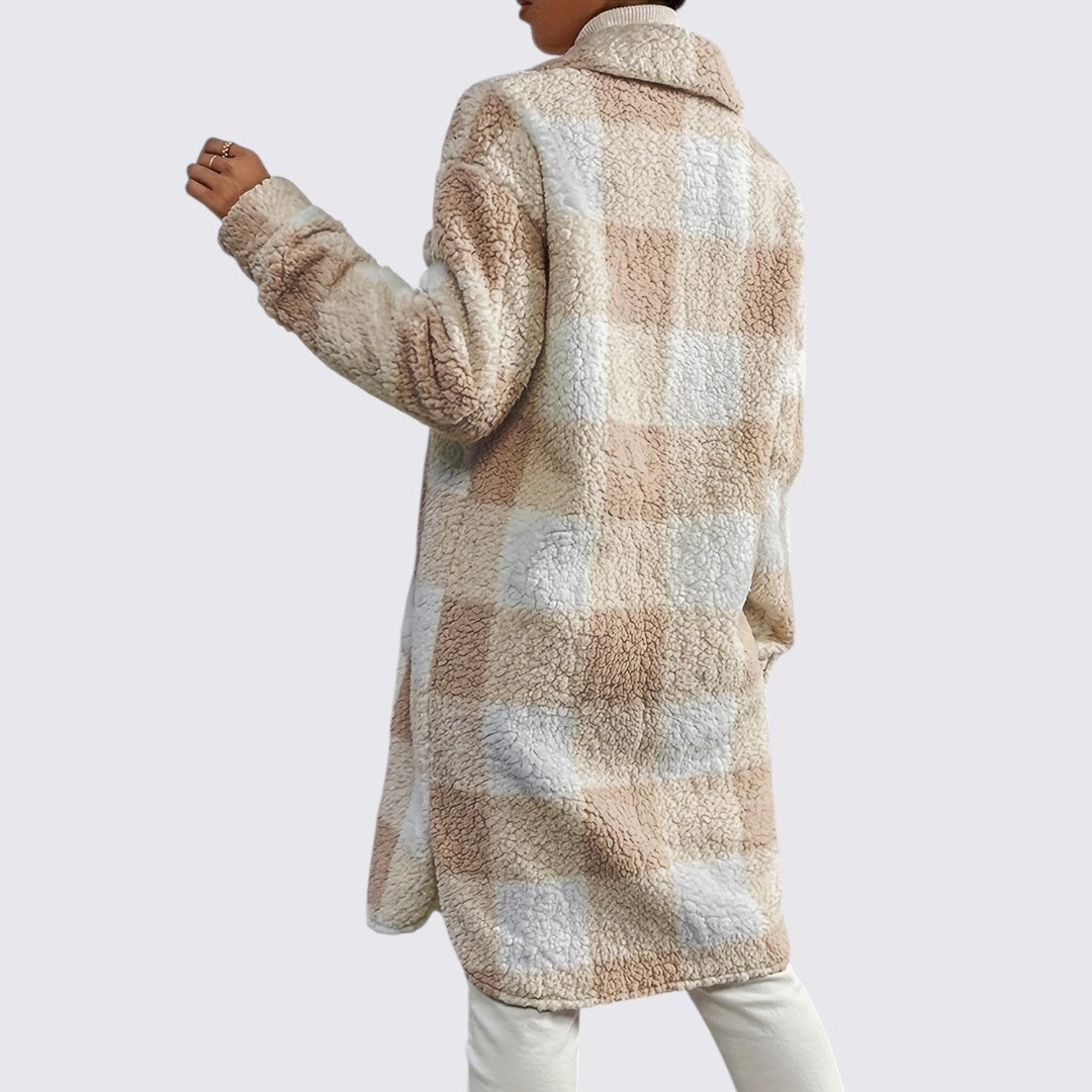 Damen Mantel mit Taschen - Teddy Mantel - Wintermantel