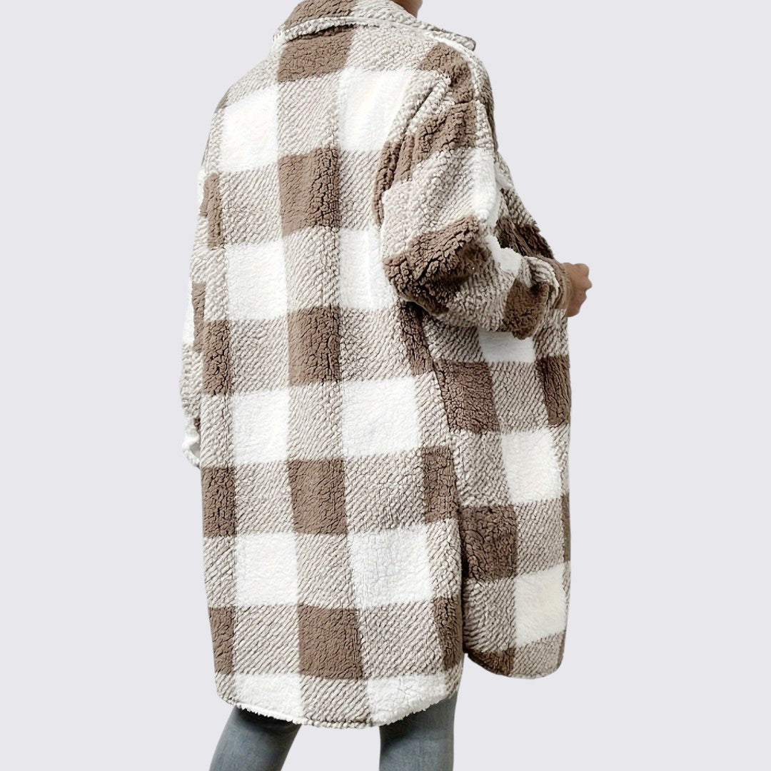 Damen Mantel mit Taschen - Teddy Mantel - Wintermantel