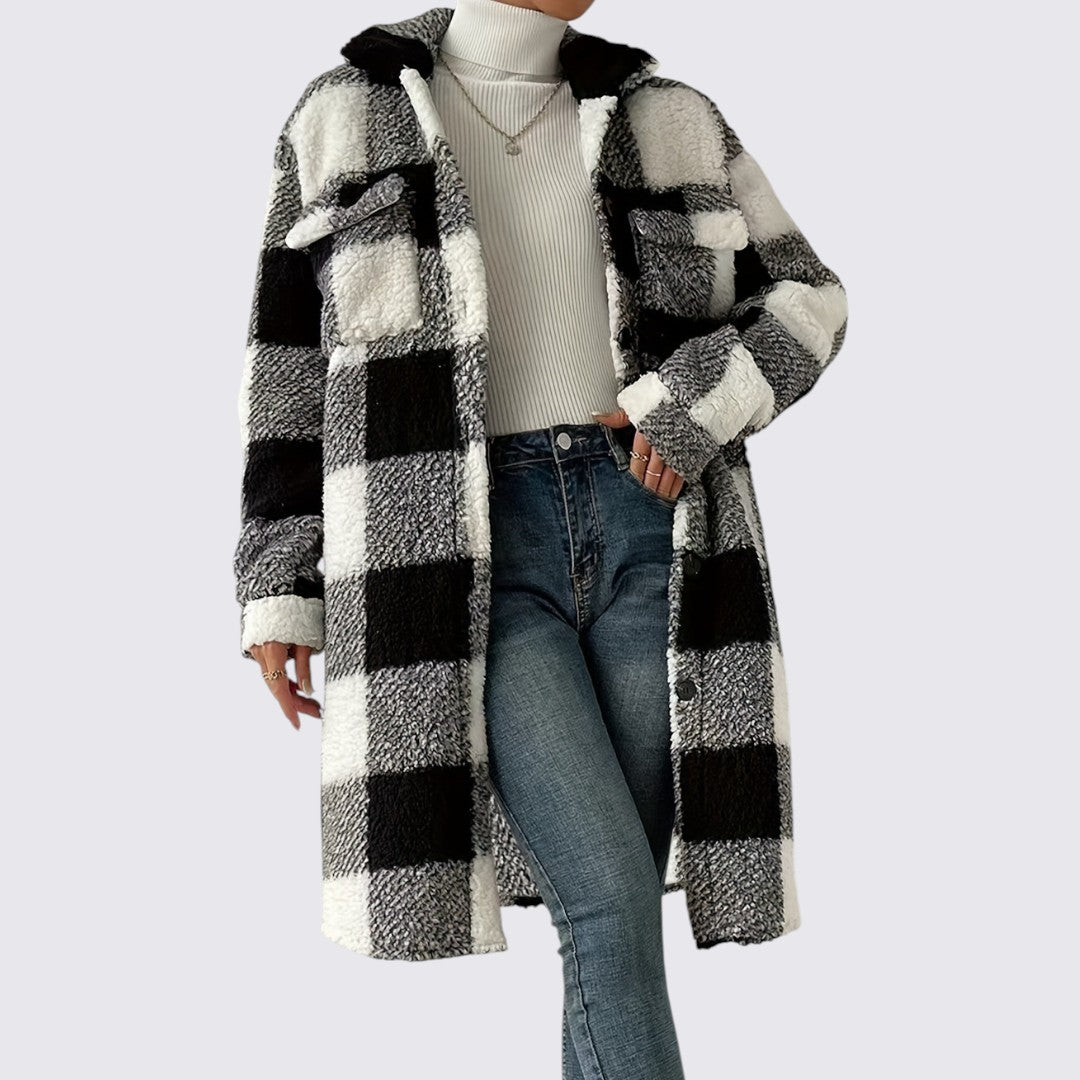 Damen Mantel mit Taschen - Teddy Mantel - Wintermantel