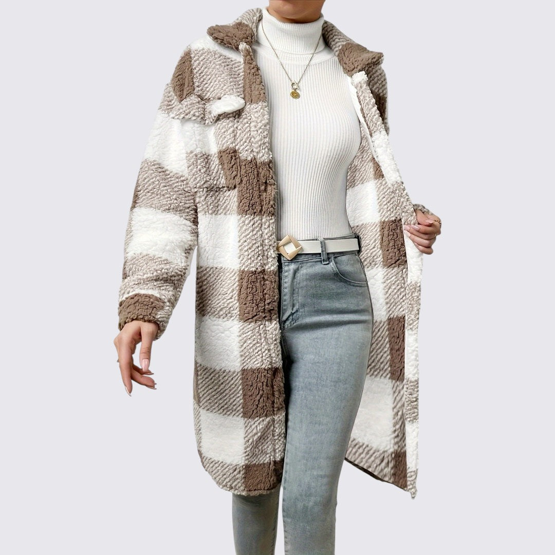 Damen Mantel mit Taschen - Teddy Mantel - Wintermantel