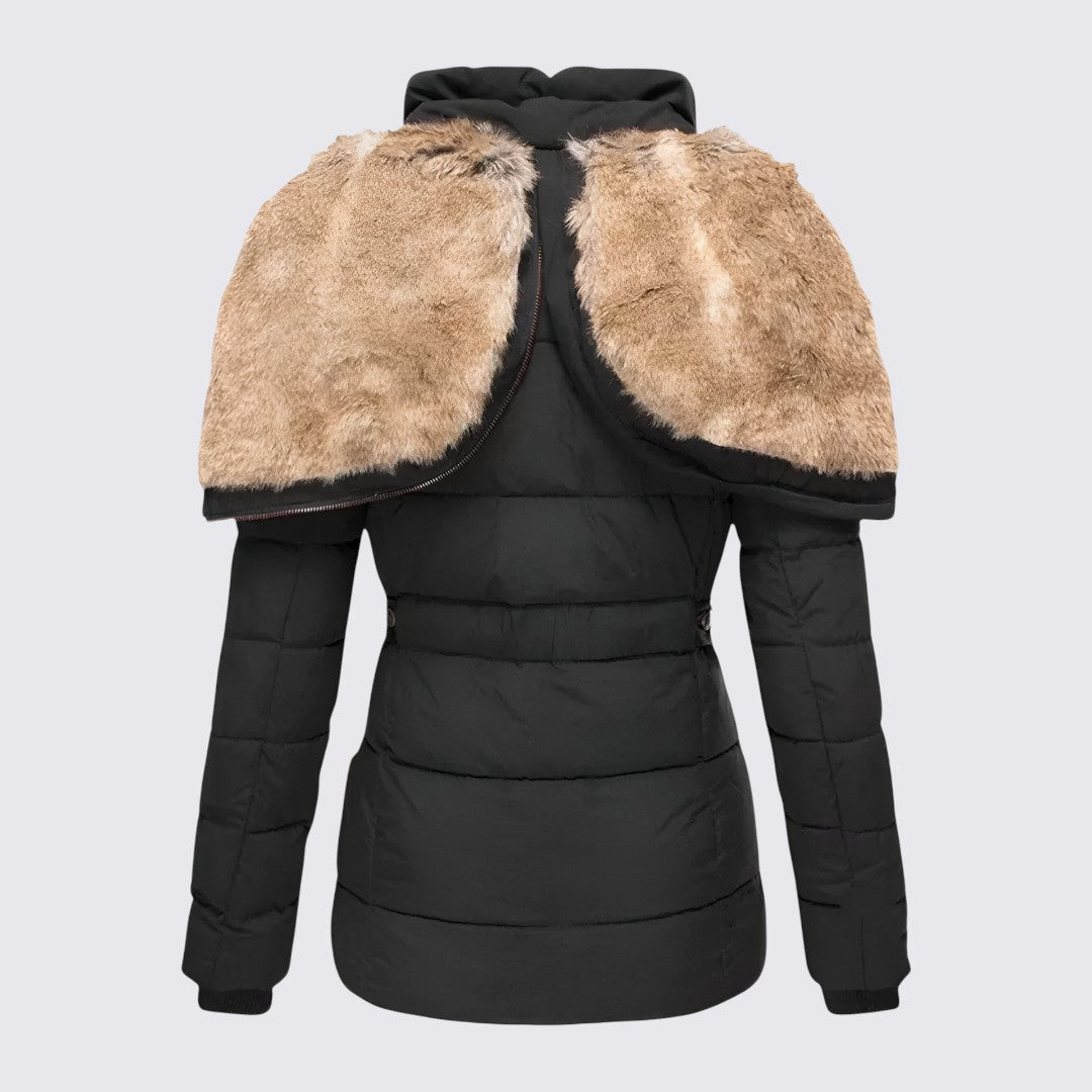 Damen Winterjacke mit Fellkapuze - Gefütterte Steppjacke - Warm Gefüttert