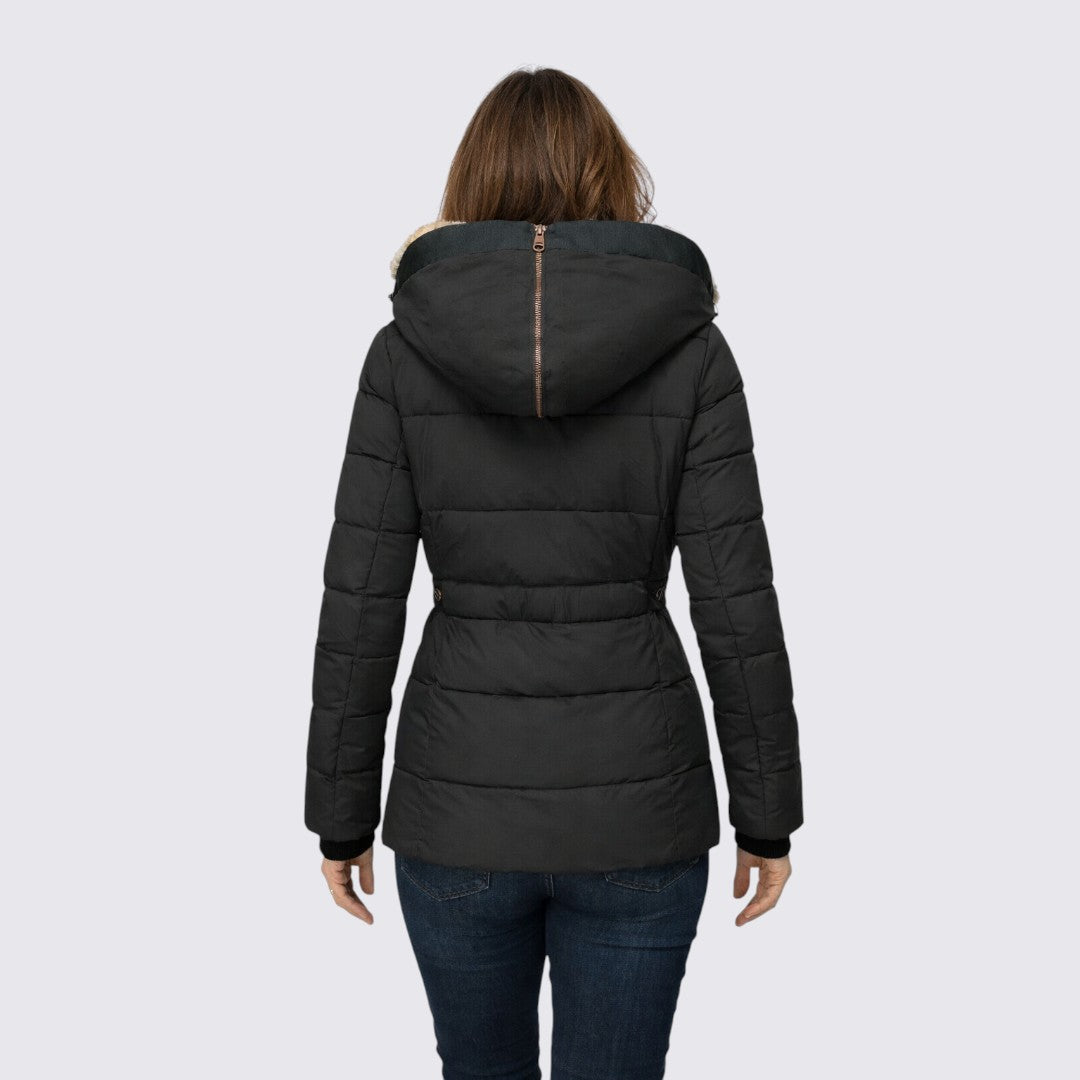 Damen Winterjacke mit Fellkapuze - Gefütterte Steppjacke - Warm Gefüttert