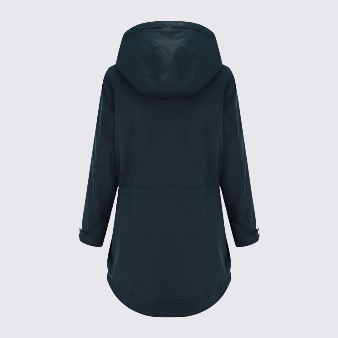 Damen Winterjacke mit Kapuze – Gefütterte Jacke – Lang Geschnitten