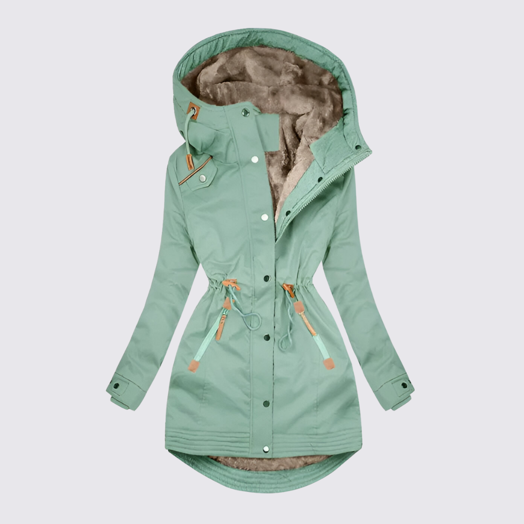 Damen Winterjacke mit Kapuze – Gefütterte Jacke – Lang Geschnitten
