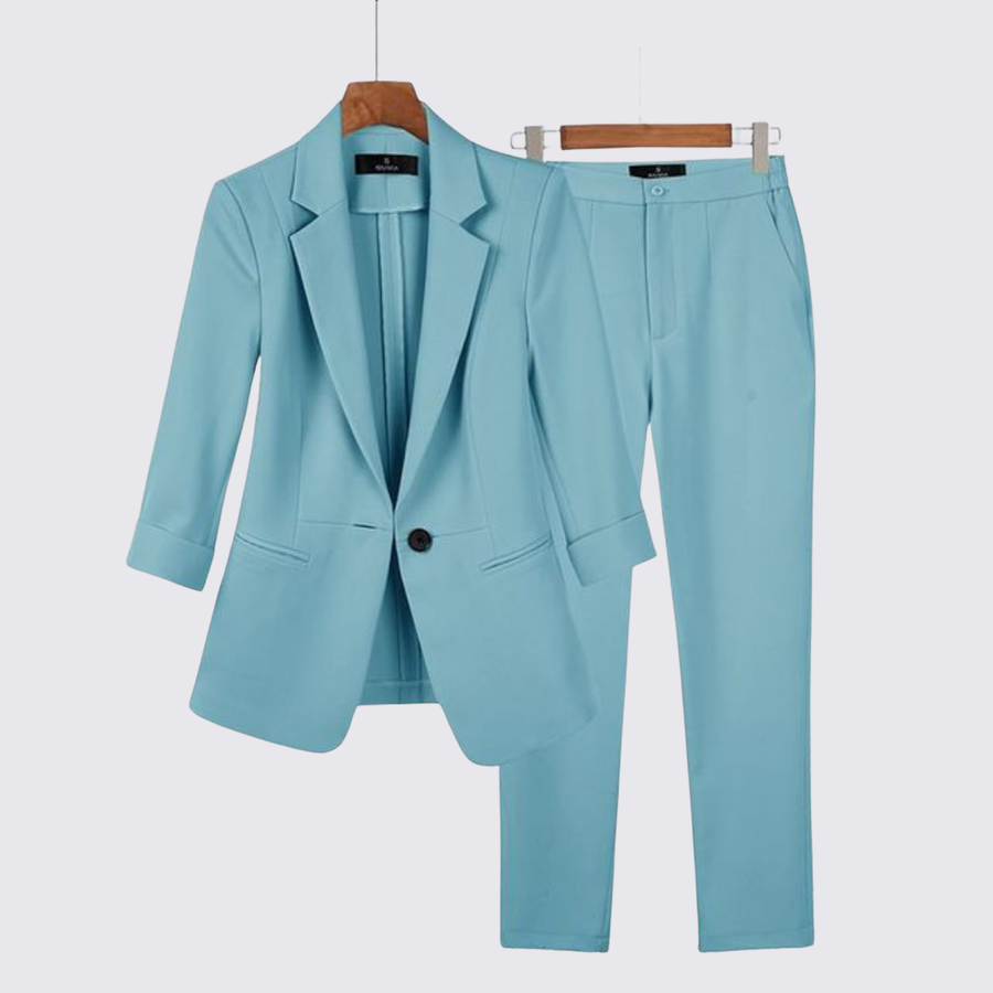 Damen Zweiteiler Set mit Jacke und Hose – Klassischer Anzug – Eleganter Schnitt