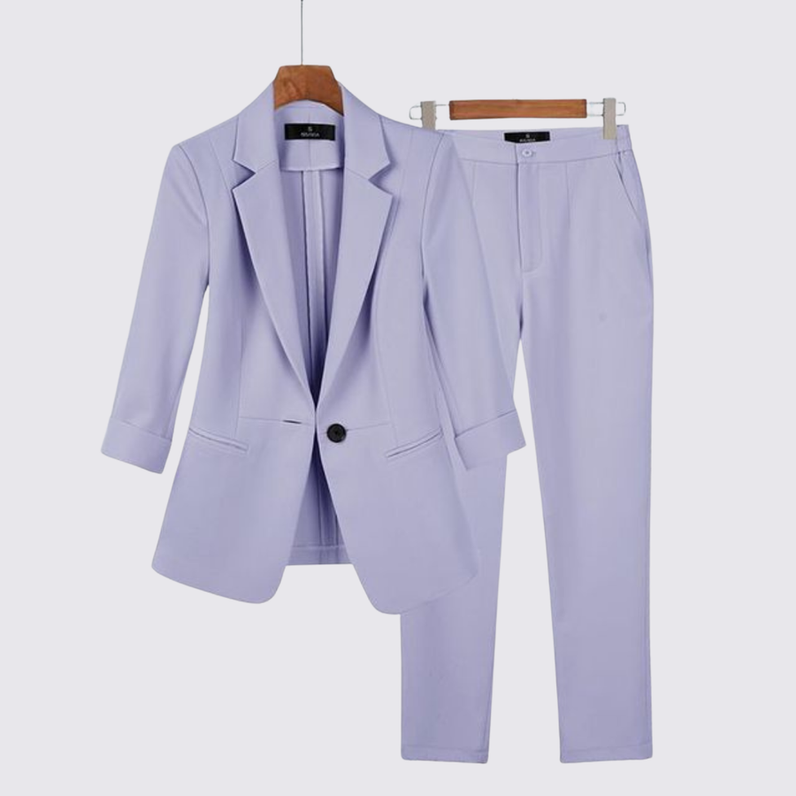Damen Zweiteiler Set mit Jacke und Hose – Klassischer Anzug – Eleganter Schnitt