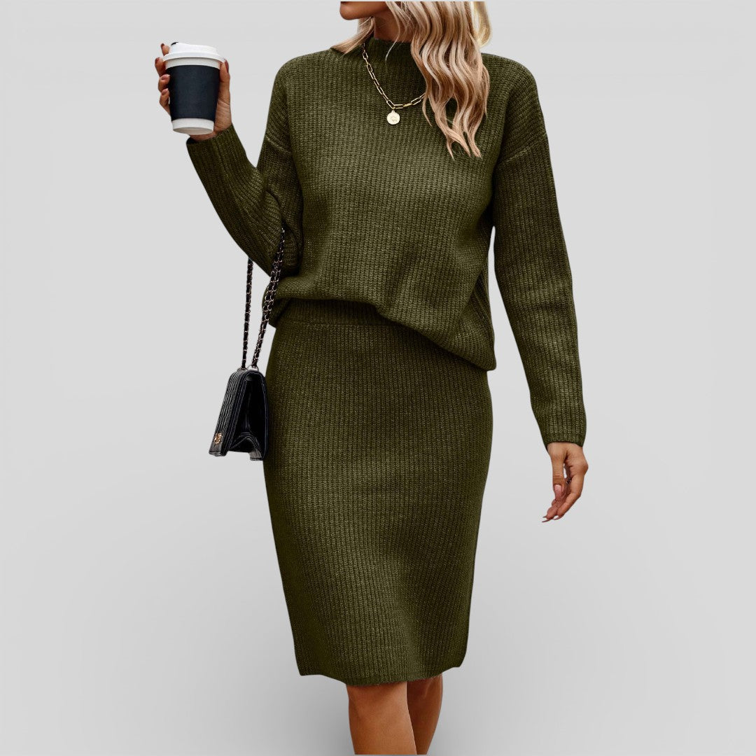 Damen Zweiteiler Set mit Lockerem Schnitt - Gerippter Zweiteiler - Rundhalsausschnitt