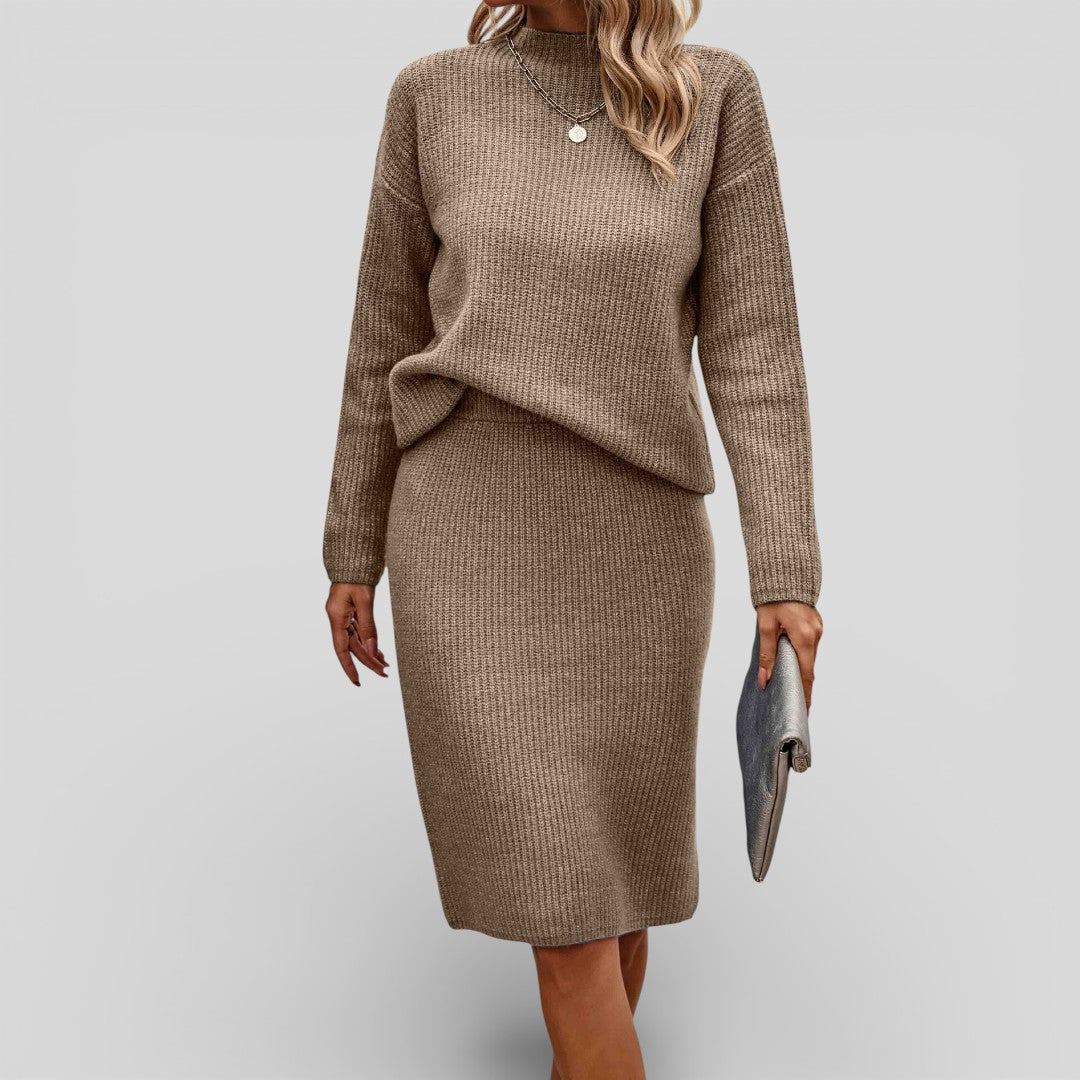 Damen Zweiteiler Set mit Lockerem Schnitt - Gerippter Zweiteiler - Rundhalsausschnitt