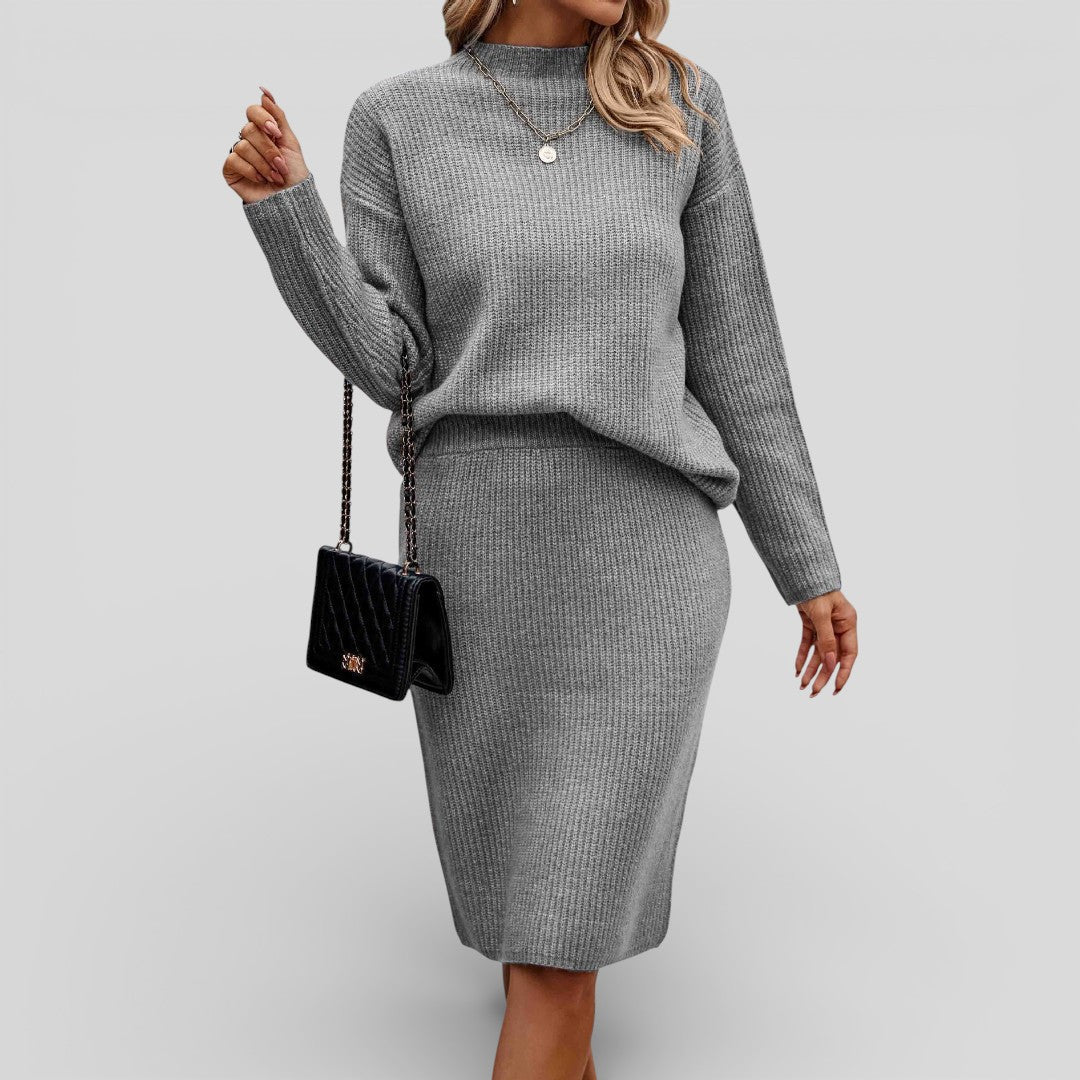 Damen Zweiteiler Set mit Lockerem Schnitt - Gerippter Zweiteiler - Rundhalsausschnitt