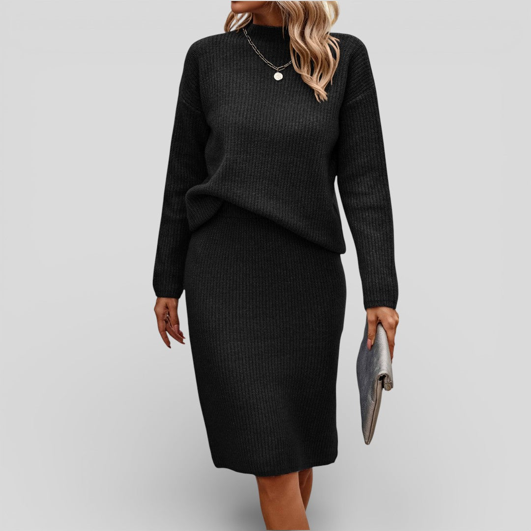 Damen Zweiteiler Set mit Lockerem Schnitt - Gerippter Zweiteiler - Rundhalsausschnitt