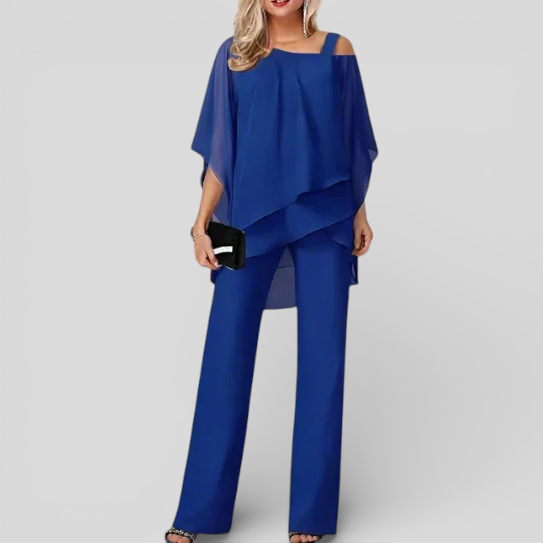 Damen Zweiteiler mit Lockerem Schnitt - Eleganter Zweiteiler - V-Ausschnitt