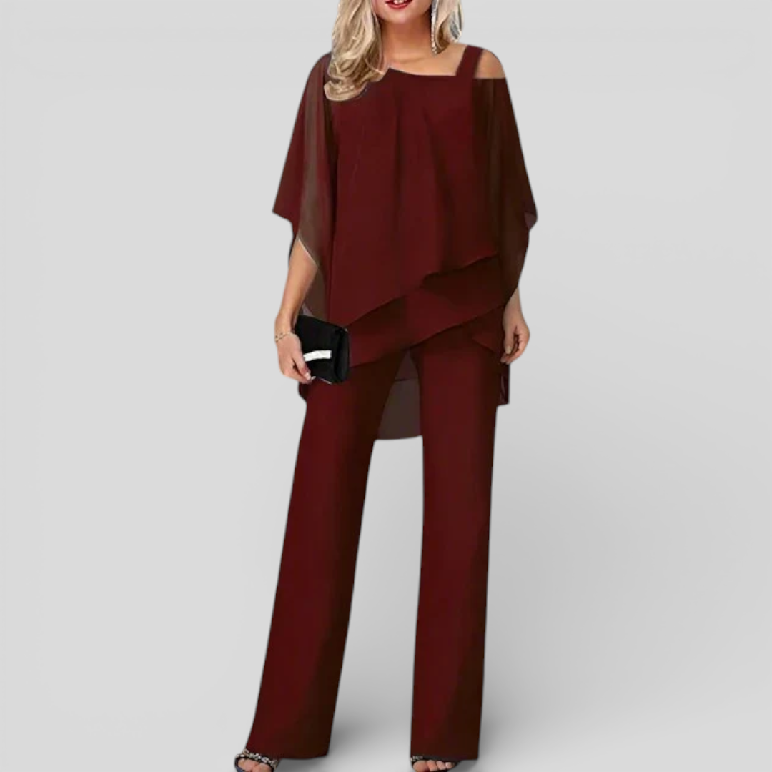 Damen Zweiteiler mit Lockerem Schnitt - Eleganter Zweiteiler - V-Ausschnitt