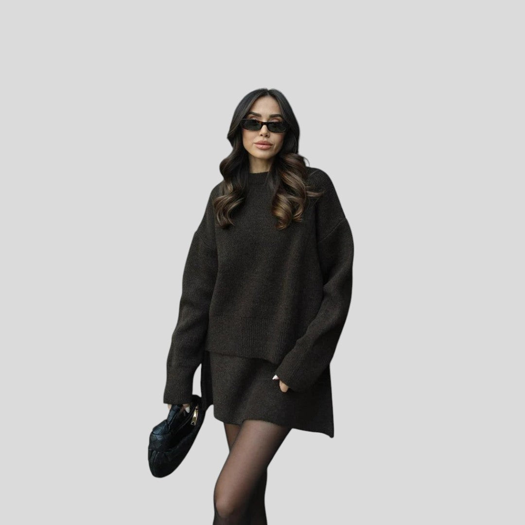 Damen Zweiteiler mit Lockerem Schnitt - Kurzer Zweiteiler - Rundhalsausschnitt