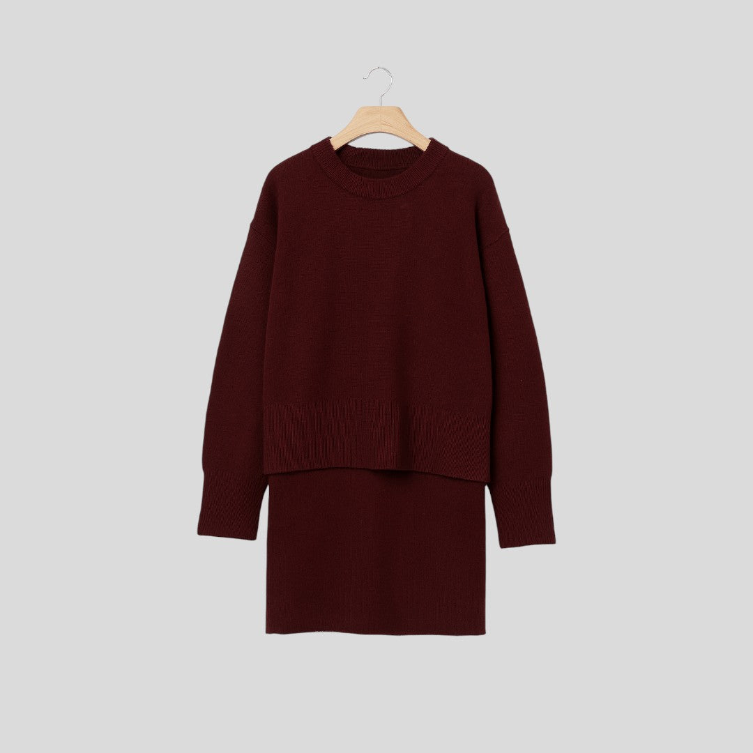 Damen Zweiteiler mit Lockerem Schnitt - Kurzer Zweiteiler - Rundhalsausschnitt