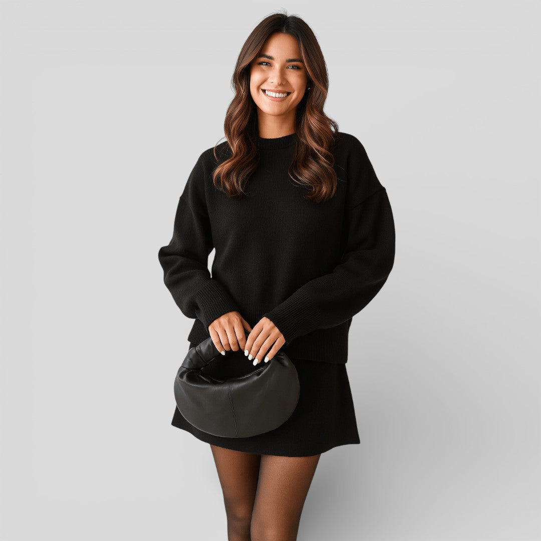 Damen Zweiteiler mit Lockerem Schnitt - Kurzer Zweiteiler - Rundhalsausschnitt