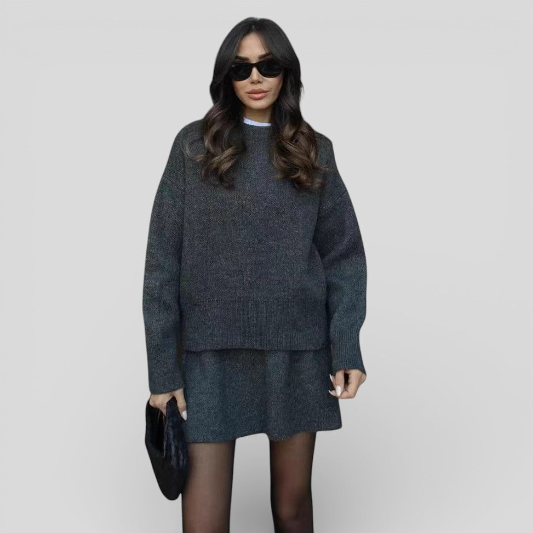 Damen Zweiteiler mit Lockerem Schnitt - Kurzer Zweiteiler - Rundhalsausschnitt