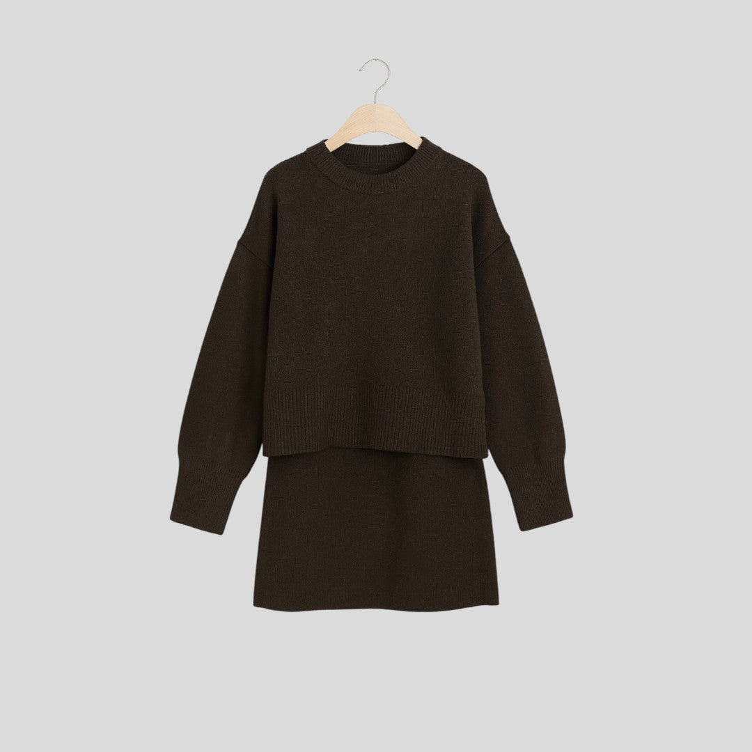 Damen Zweiteiler mit Lockerem Schnitt - Kurzer Zweiteiler - Rundhalsausschnitt