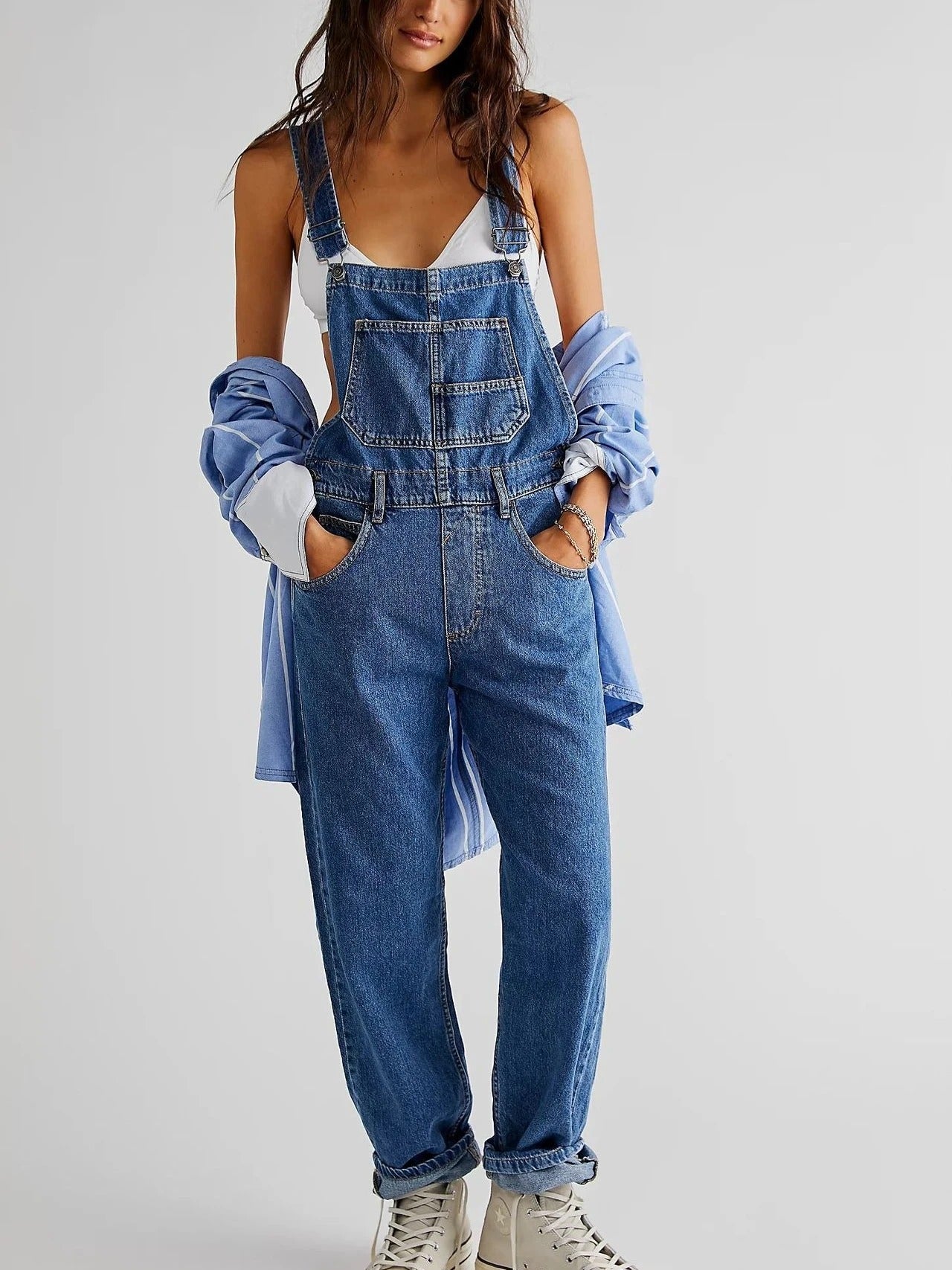 Damen Denim Latzhose mit Relaxter Passform für Alltag & Freizeit