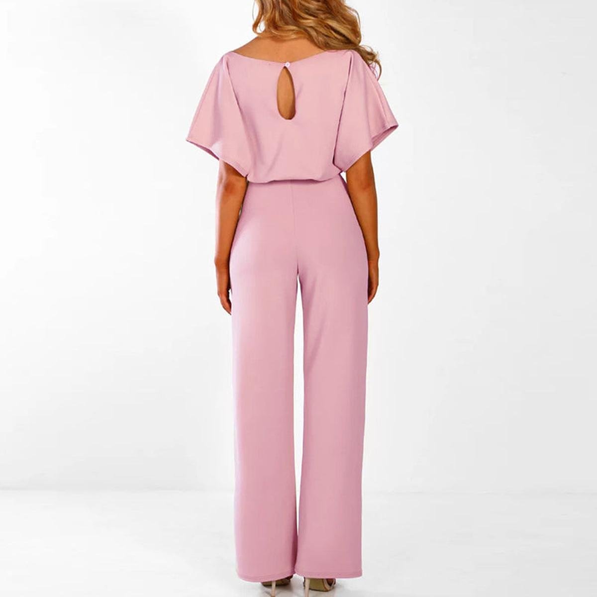 Damen Kurzarm-Jumpsuit mit Gürtel für Alltag & Freizeit