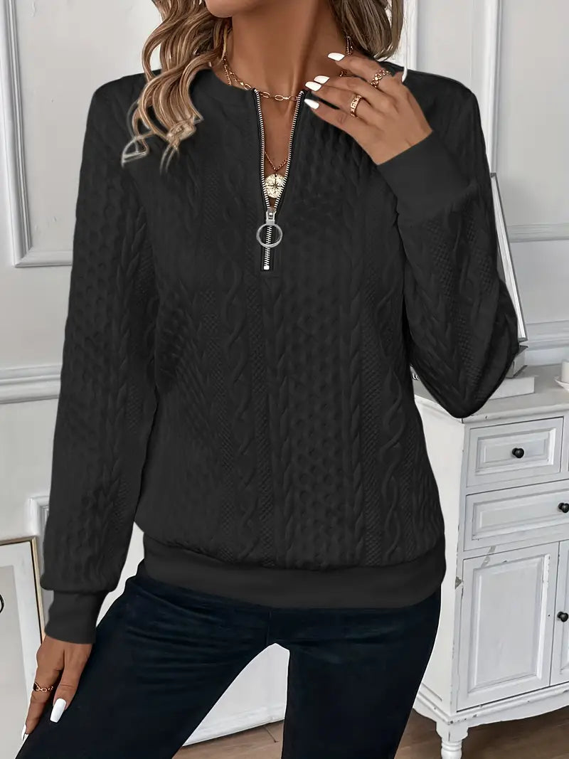 Damen Eleganter Komfort-Pullover mit Reißverschluss