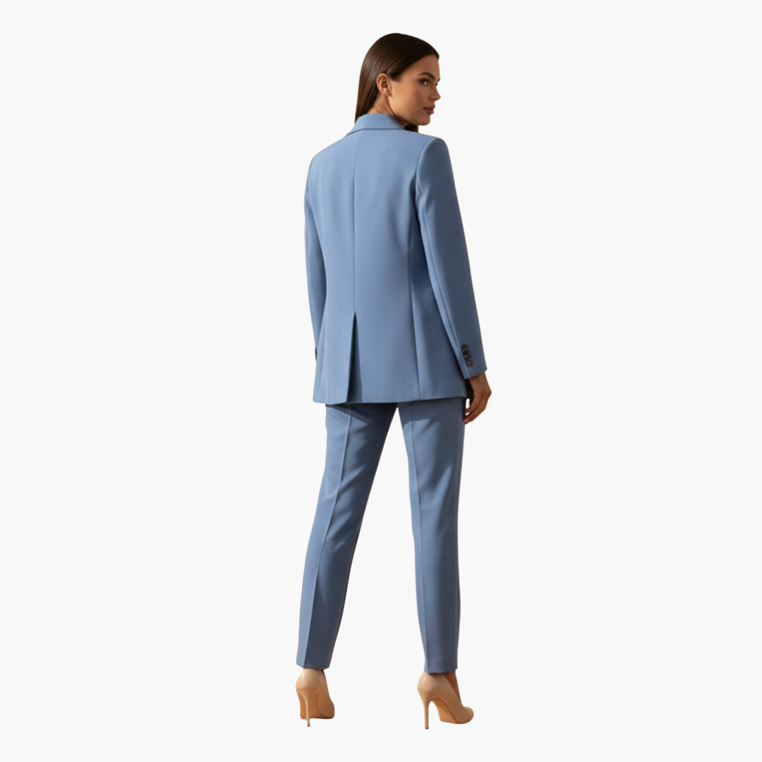 Damen Blazer & Hosen Set – Reverskragen & Schmale Passform