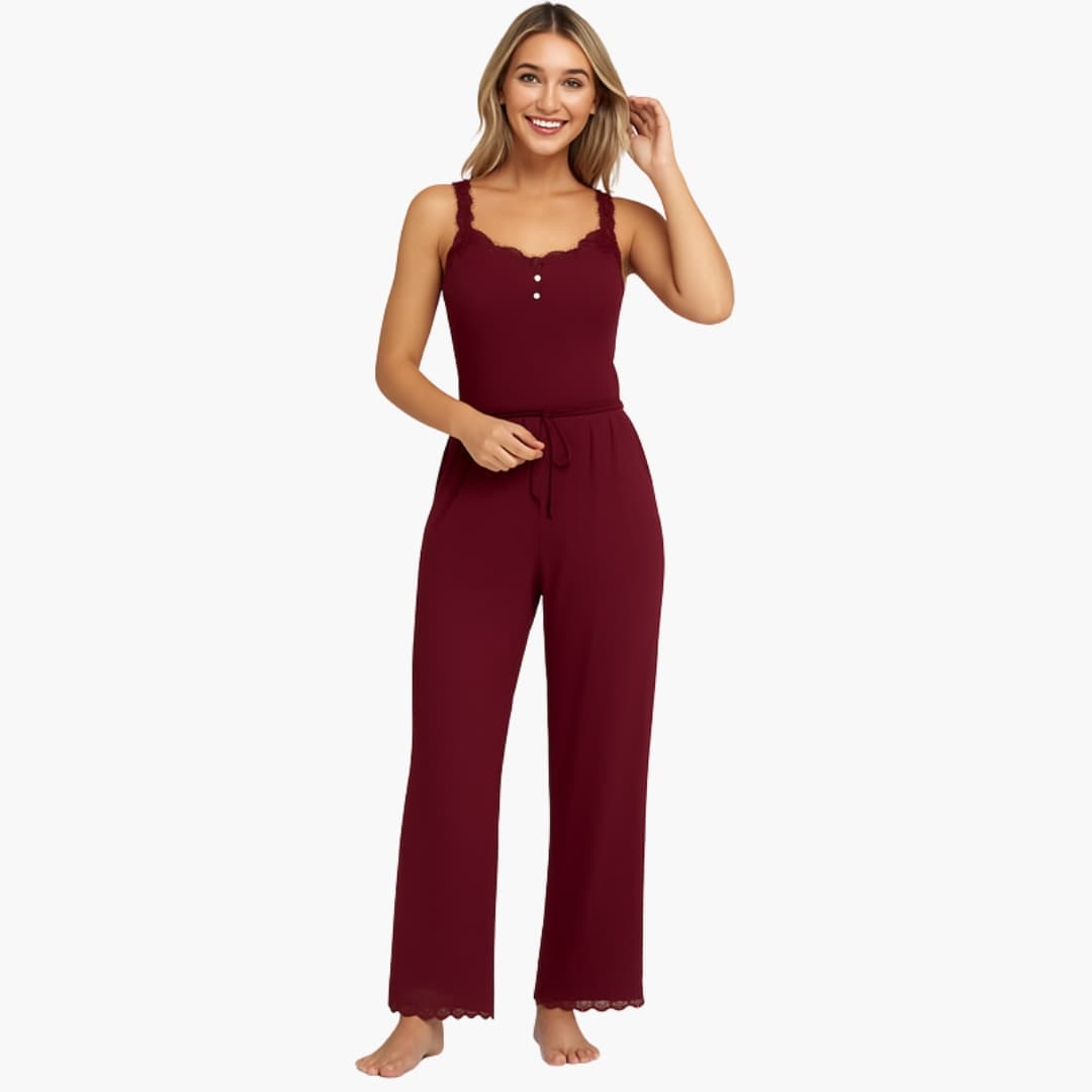 Damen Pyjama Set – Spitze & Lange Hose