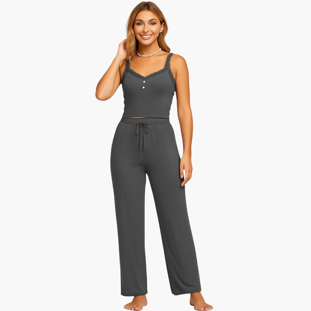 Damen Pyjama Set – Spitze & Lange Hose