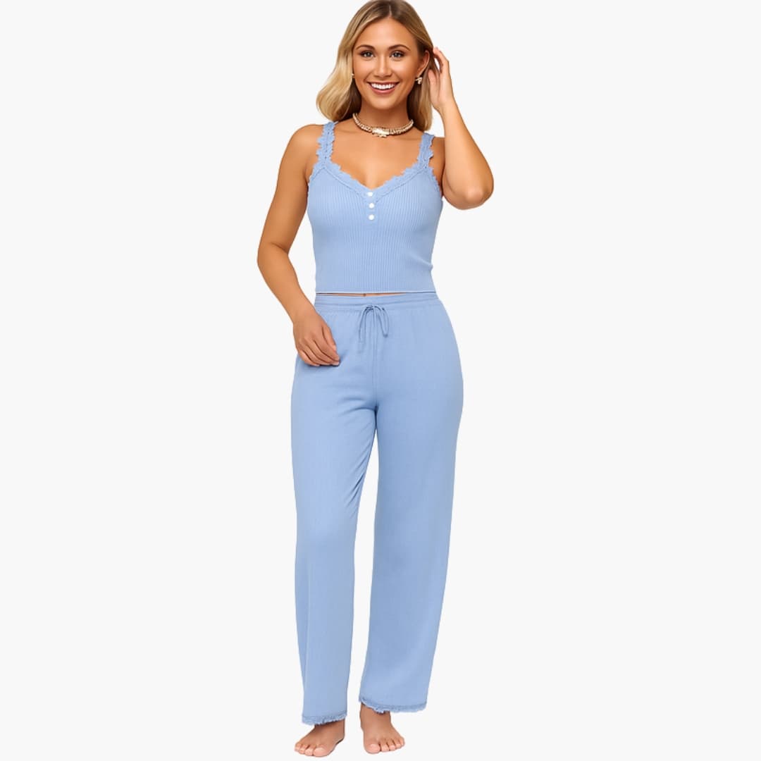 Damen Pyjama Set – Spitze & Lange Hose