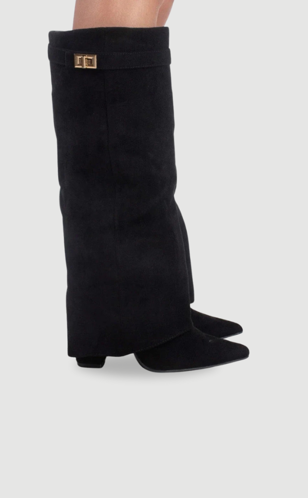 Evy Damenstiefel – Suede & Goldene Details Elegant