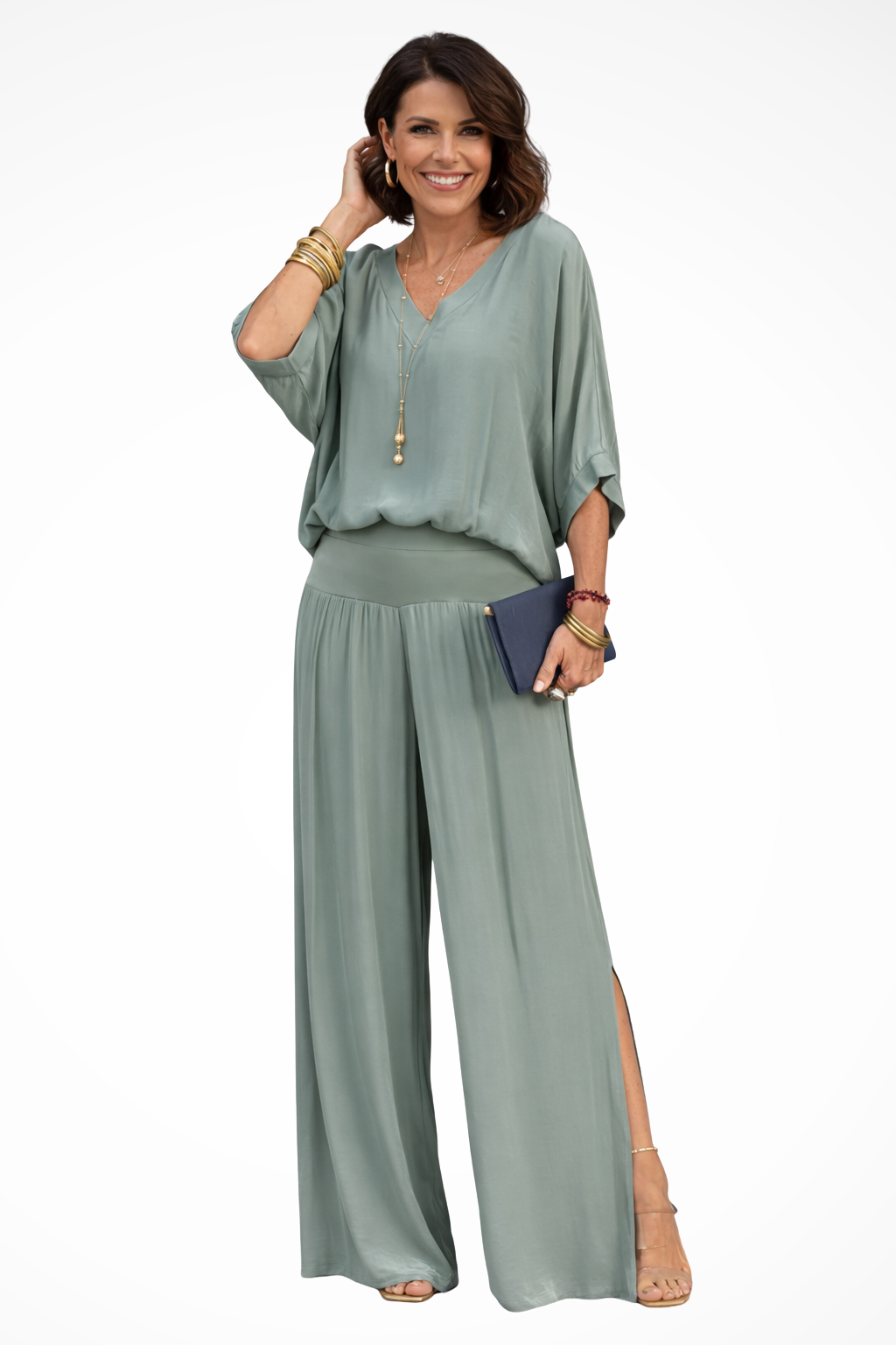 Margot | Damen Zweiteiler – Elegantes Top & Weite Hose