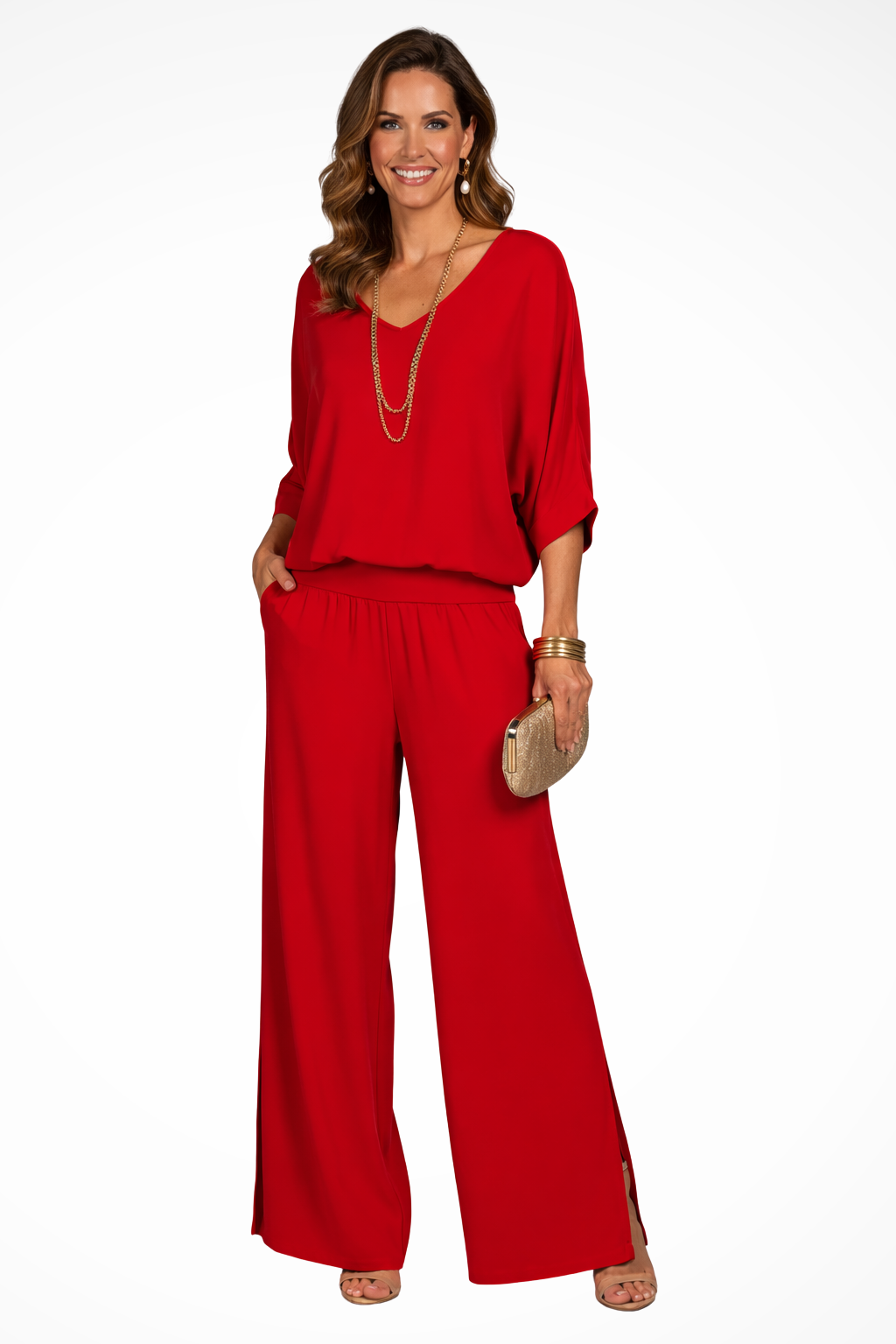 Margot | Damen Zweiteiler – Elegantes Top & Weite Hose