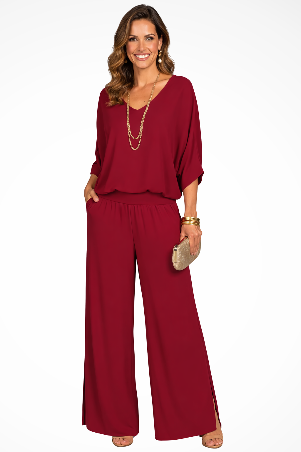Margot | Damen Zweiteiler – Elegantes Top & Weite Hose