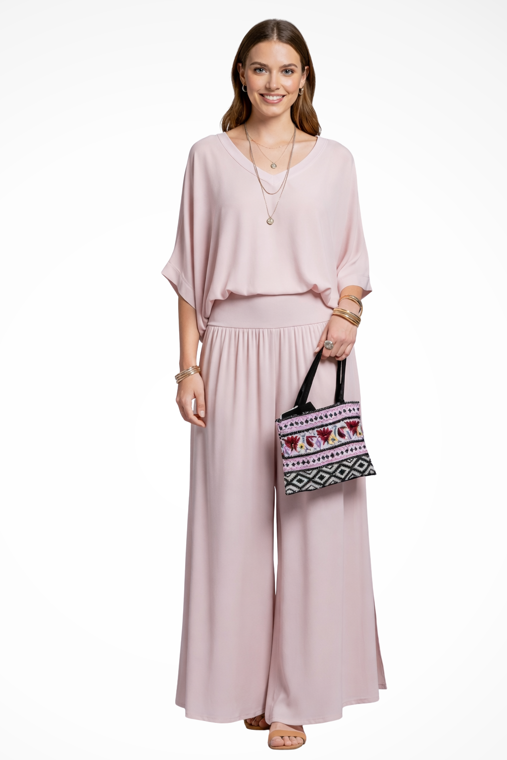 Margot | Damen Zweiteiler – Elegantes Top & Weite Hose