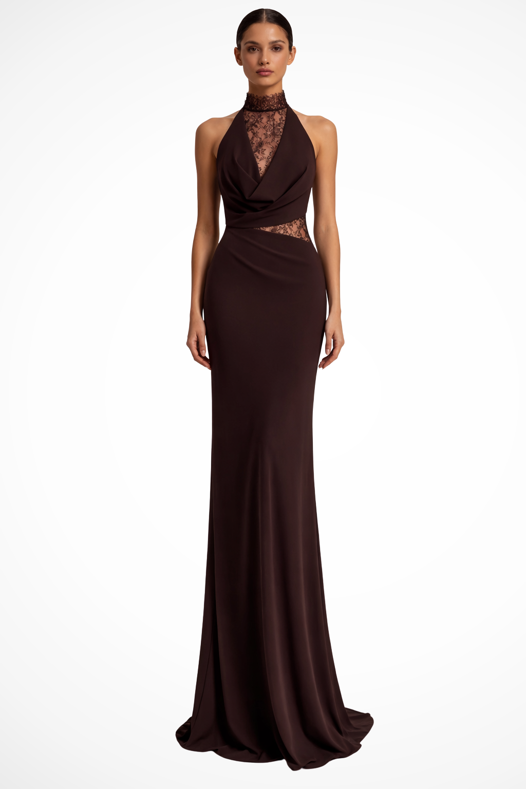 Vesper Damen Maxikleid – Neckholder & Spitze Elegant