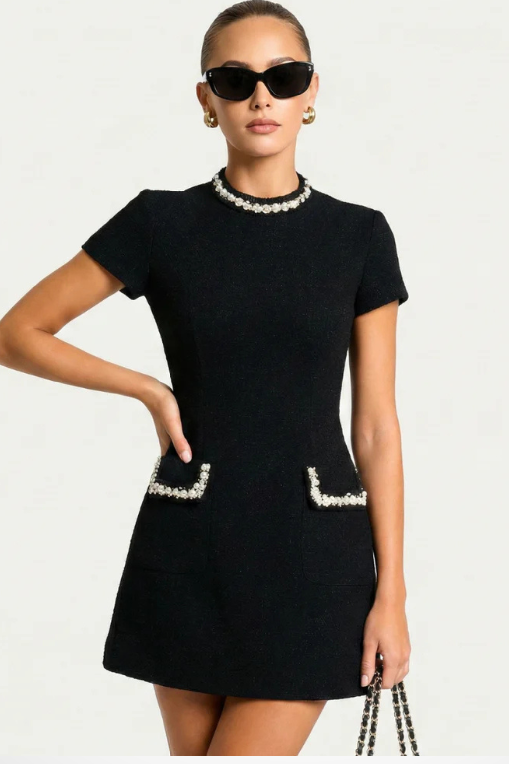 Bronwen | Damen Kleid – Perlenbesatz & Elegant mit Taschen