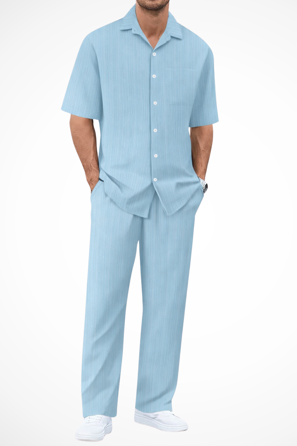 George | Herren Sommer Set – Kurzarmhemd & Hose Strukturiert