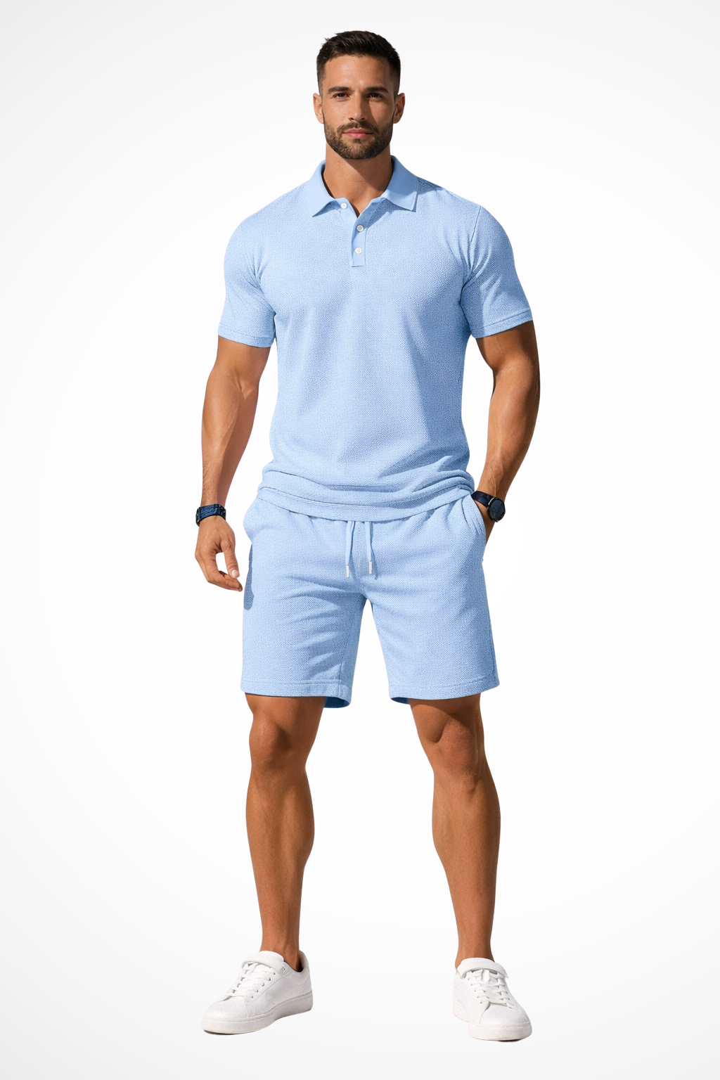 Lex | Herren Sommer Set – Poloshirt & Shorts Strukturiert