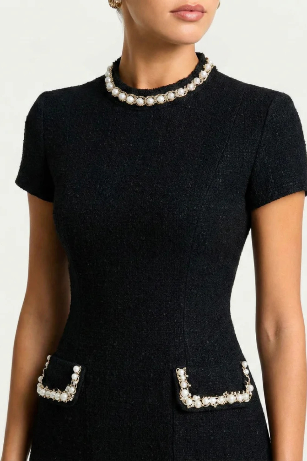 Bronwen | Damen Kleid – Perlenbesatz & Elegant mit Taschen