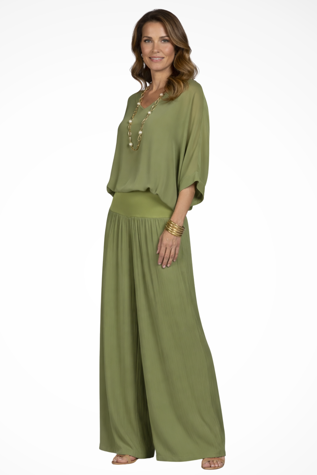 Margot | Damen Zweiteiler – Elegantes Top & Weite Hose