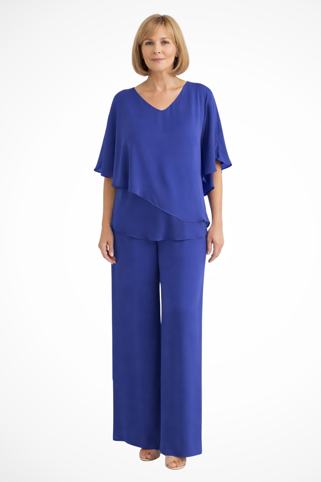 Serena | Damen Zweiteiler – V-Ausschnitt & Weite Hose