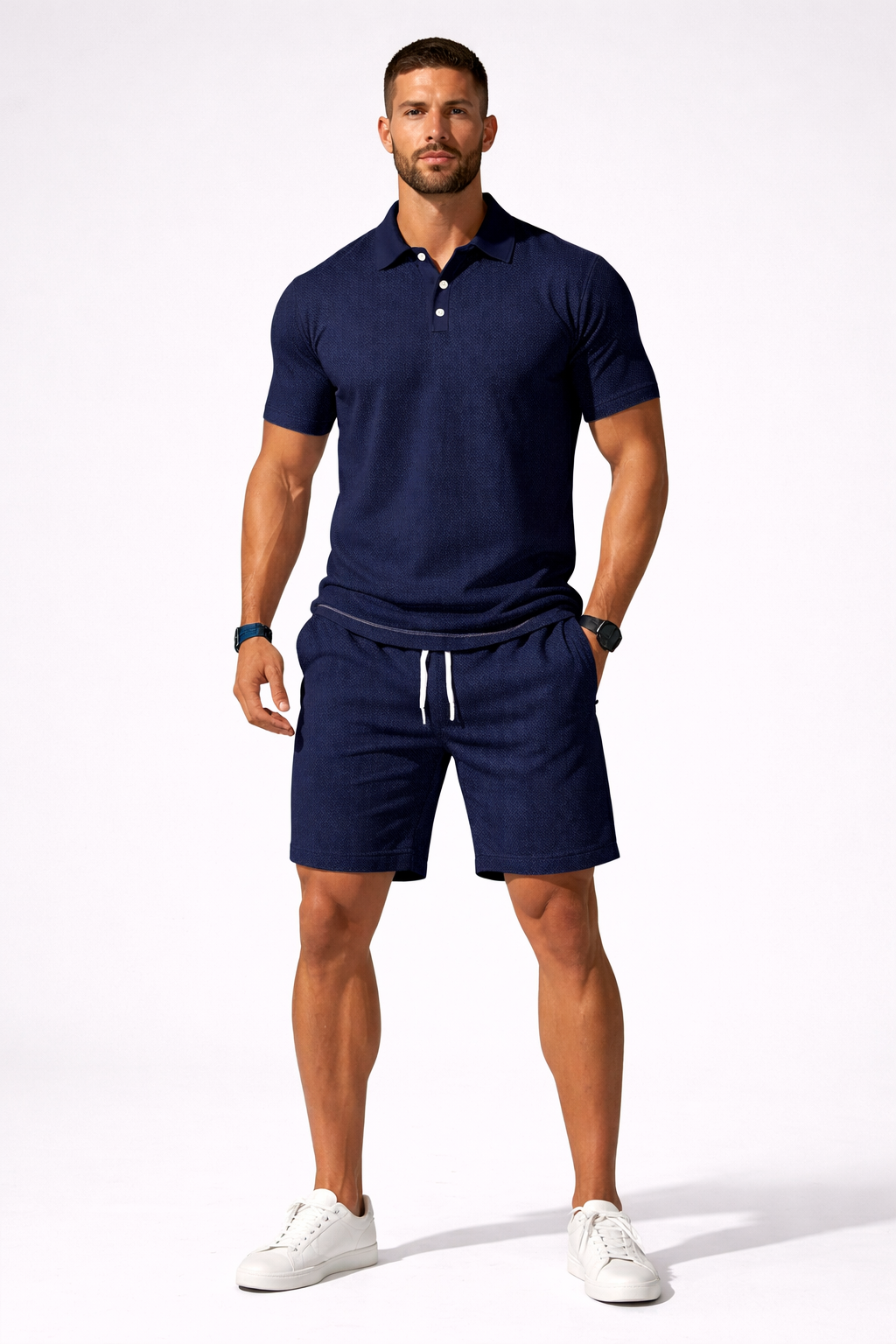 Lex | Herren Sommer Set – Poloshirt & Shorts Strukturiert