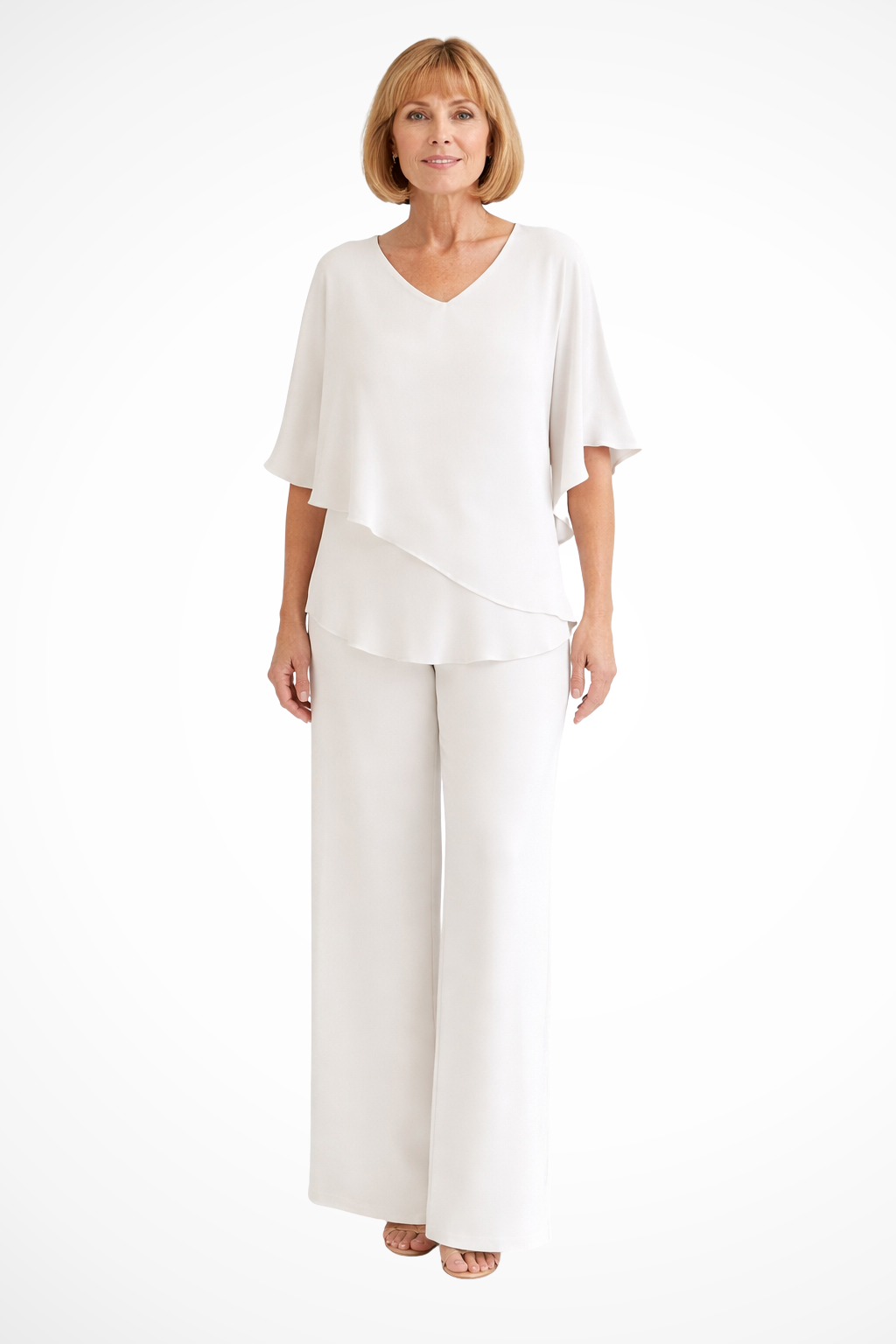 Serena | Damen Zweiteiler – V-Ausschnitt & Weite Hose