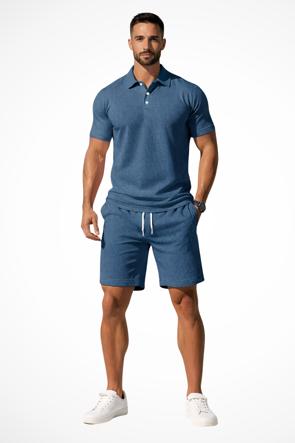 Lex | Herren Sommer Set – Poloshirt & Shorts Strukturiert