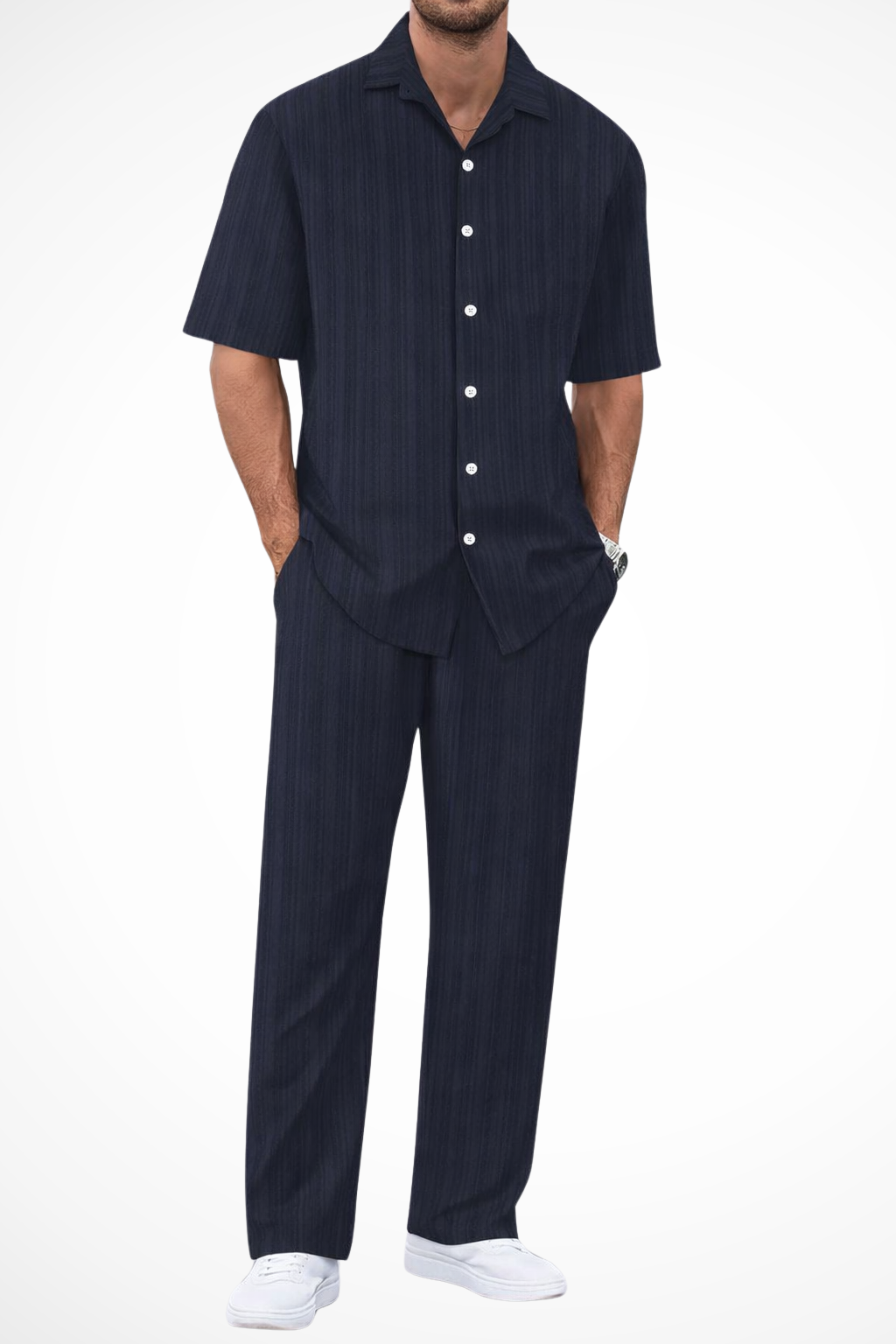 George | Herren Sommer Set – Kurzarmhemd & Hose Strukturiert