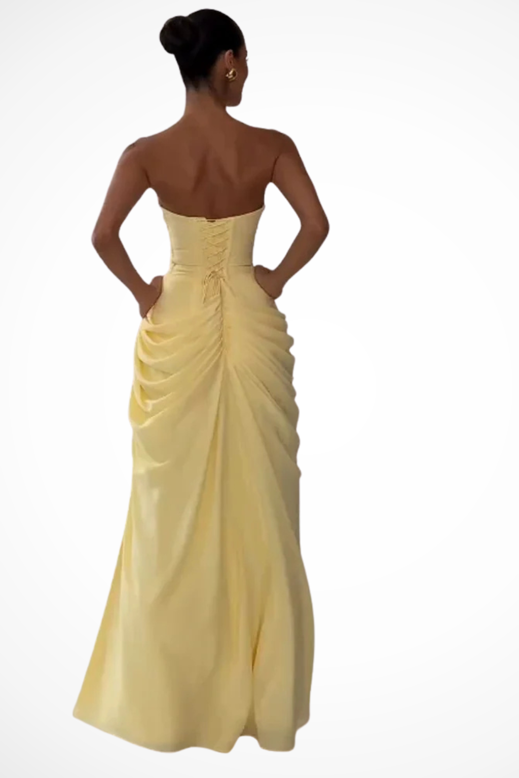 Evangeline Damen Maxikleid – Schulterfrei & Gerafft mit Schlitz Elegant