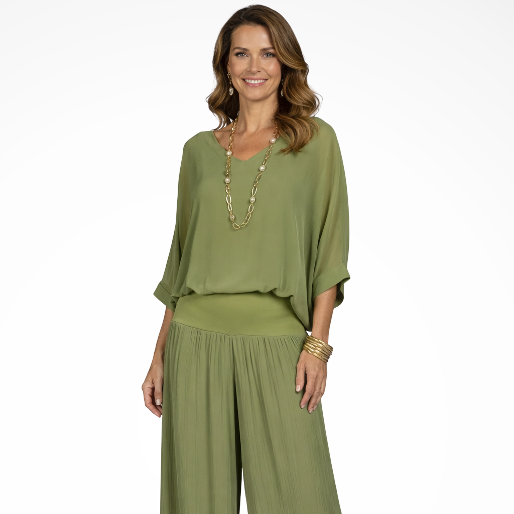 Margot | Damen Zweiteiler – Elegantes Top & Weite Hose