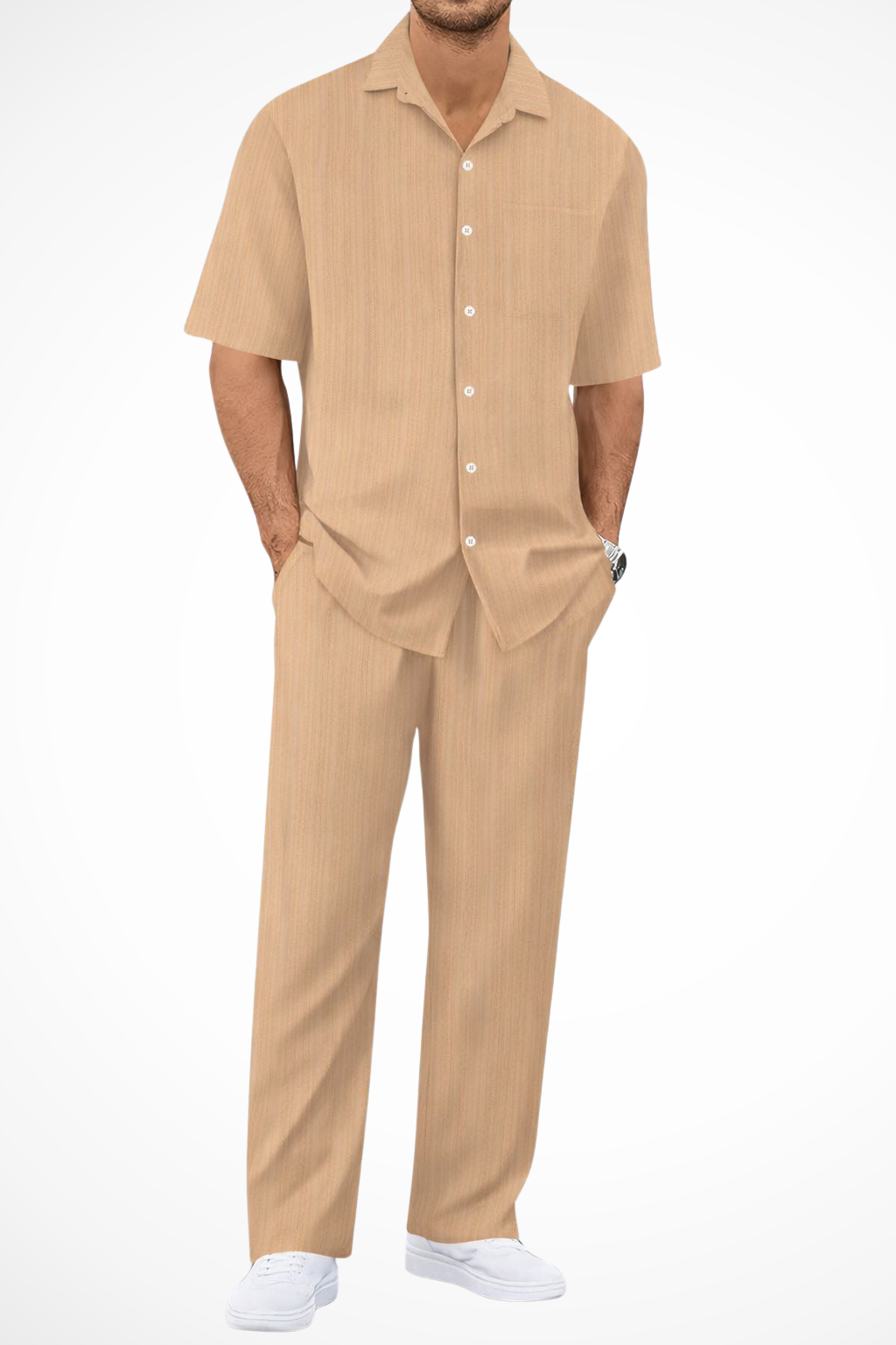 George | Herren Sommer Set – Kurzarmhemd & Hose Strukturiert