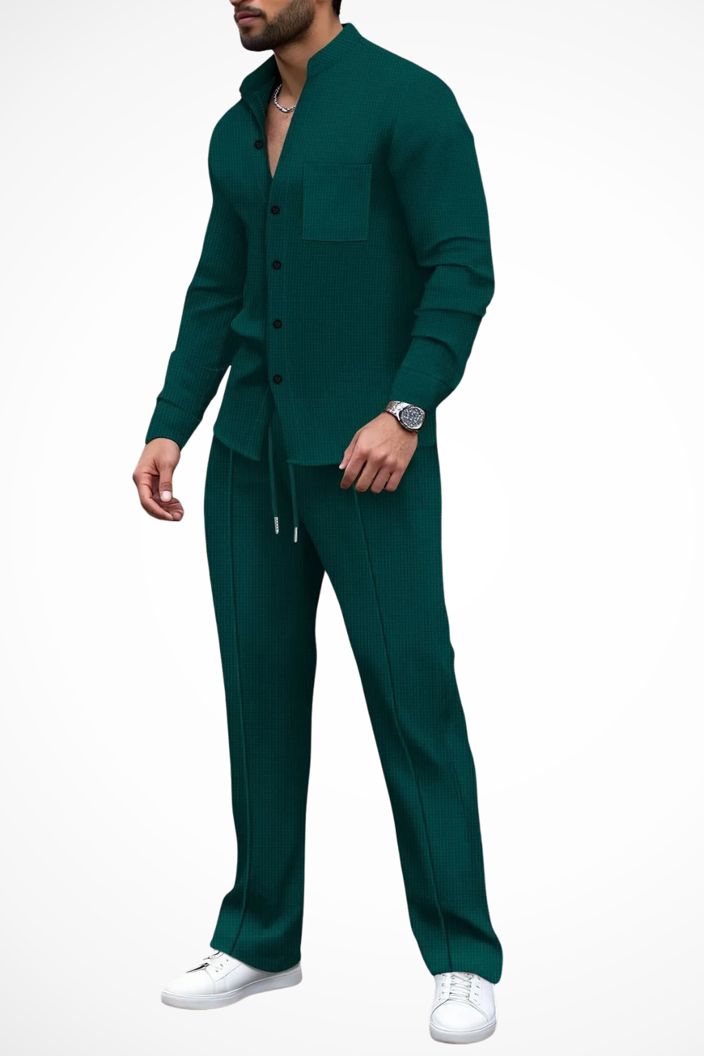 Barrington | Men Textured Button Shirt and Trousers 2 Piece Set